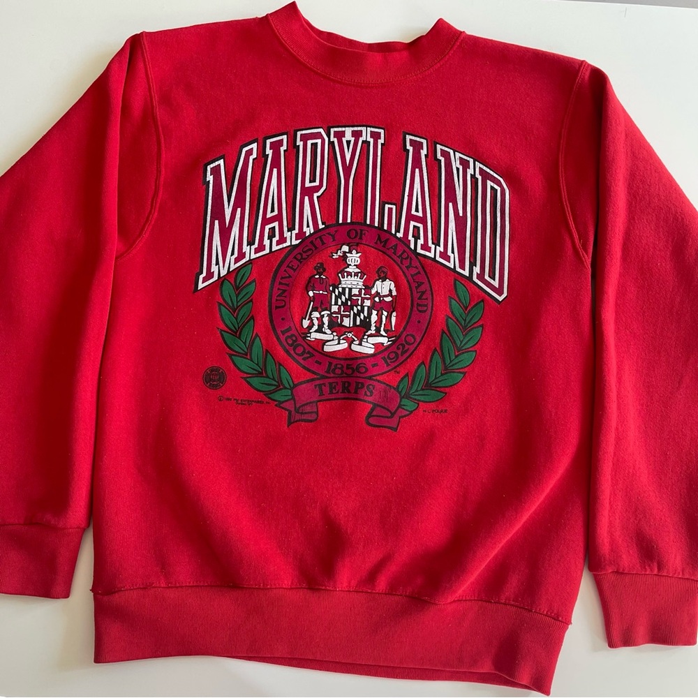 Vintage Red University of Maryland College Park Collegiate Crewneck Sweatshirt